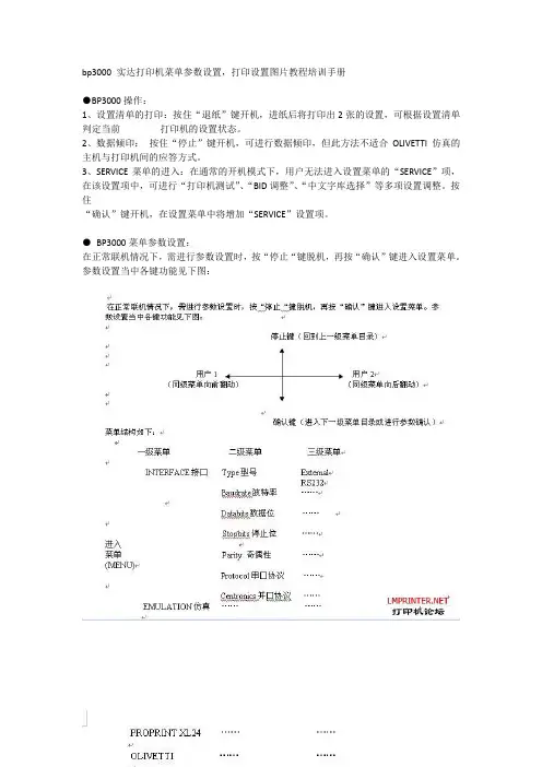 bp3000实达打印机菜单参数设置
