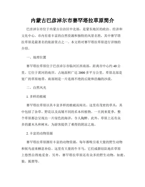 内蒙古巴彦淖尔市赛罕塔拉草原简介