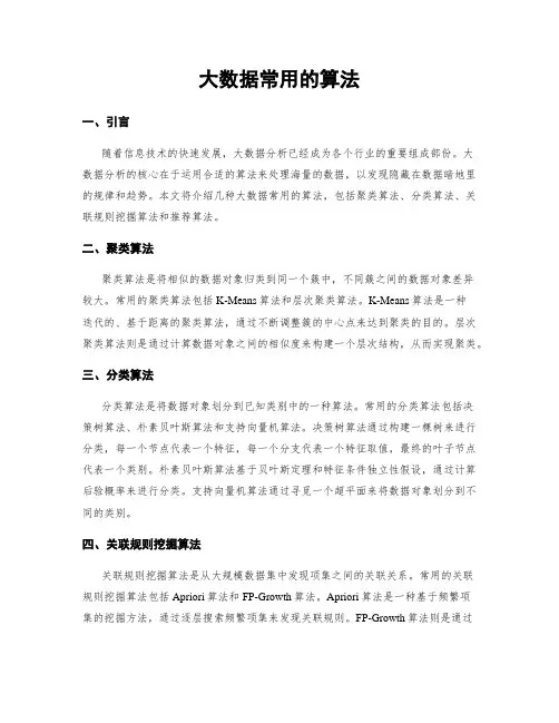 大数据常用的算法