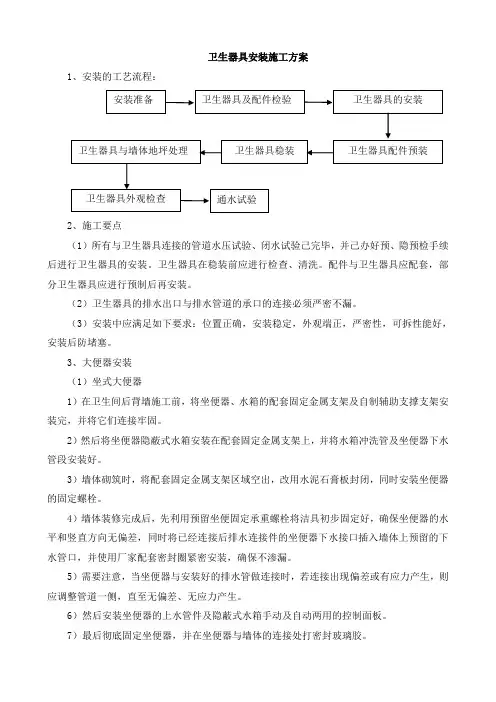 卫生器具安装施工方案