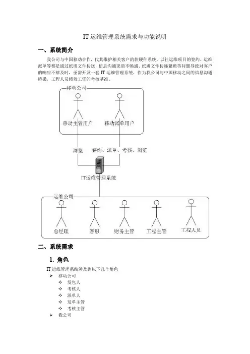 IT运维管理系统需求与功能说明