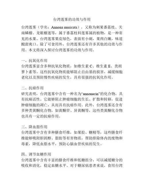台湾莲雾的功效与作用