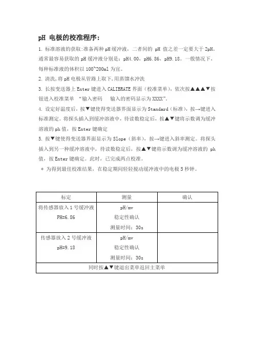 pH传感器的校准方法