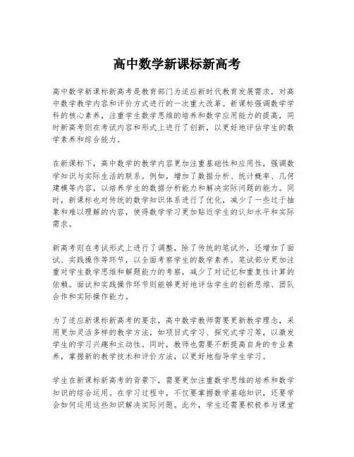 高中数学新课标新高考