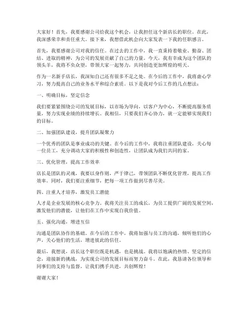 新手店长发言稿范文