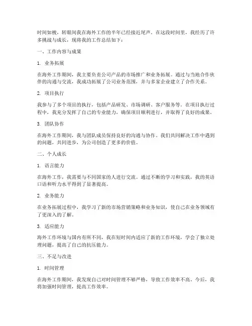 海外工作半年工作总结