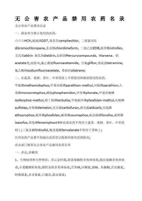 无公害农产品禁用农药名录