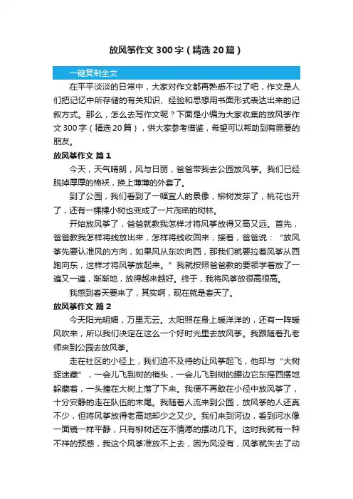 放风筝作文300字（精选20篇）