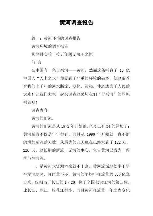 黄河调查报告