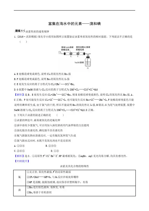 人教版 高考化学复习 富集在海水中的元素__溴和碘71