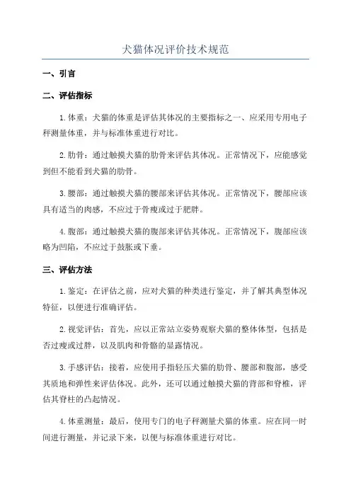犬猫体况评价技术规范