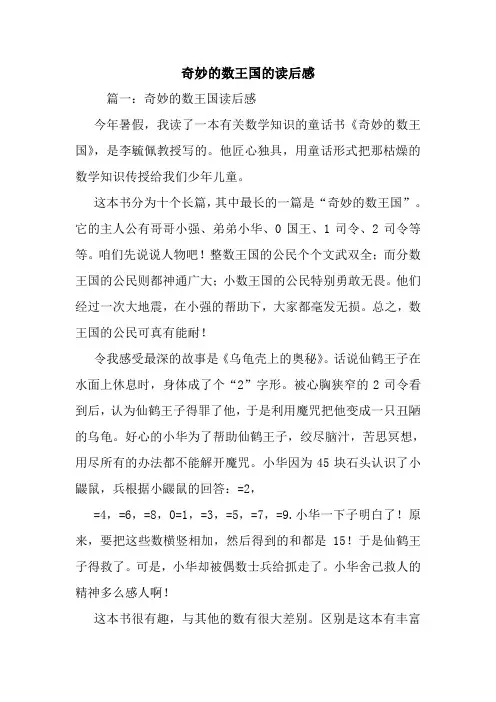 最新奇妙的数王国的读后感 读后感随笔