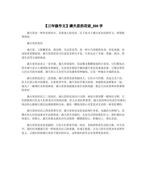 【三年级作文】满天星的花语_500字