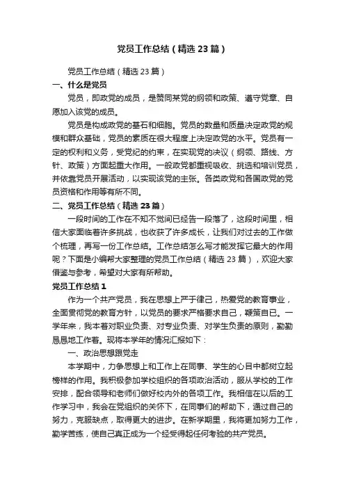 党员工作总结（精选23篇）