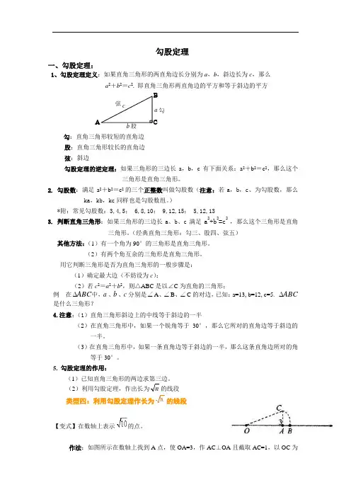 勾股定理知识点+对应类型
