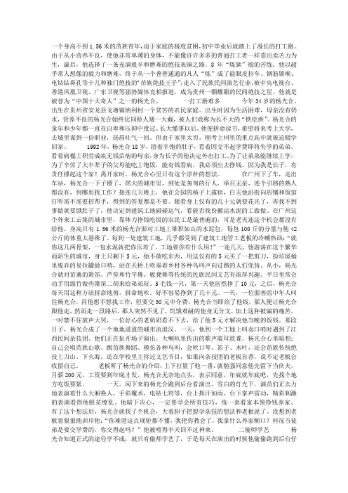 “中华奇人”杨光合