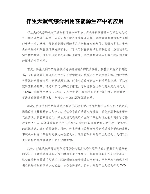 伴生天然气综合利用在能源生产中的应用