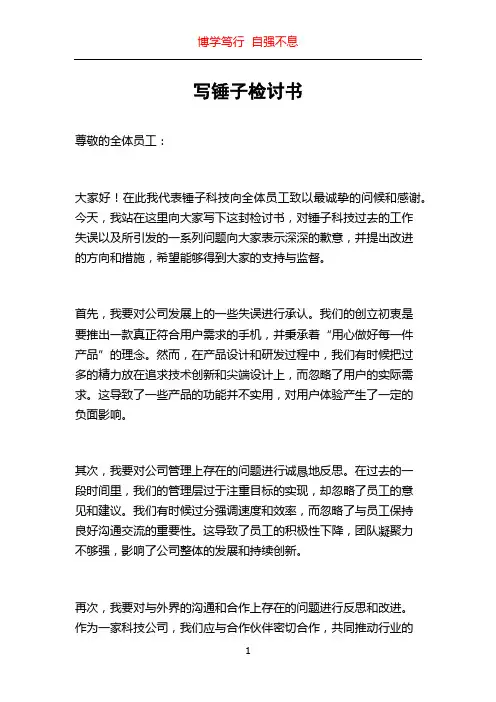 写锤子检讨书