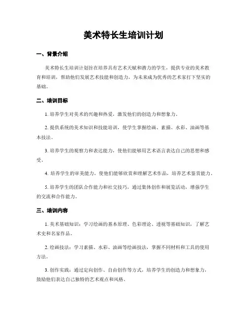 美术特长生培训计划