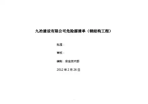 危险源因素识别清单(钢结构)