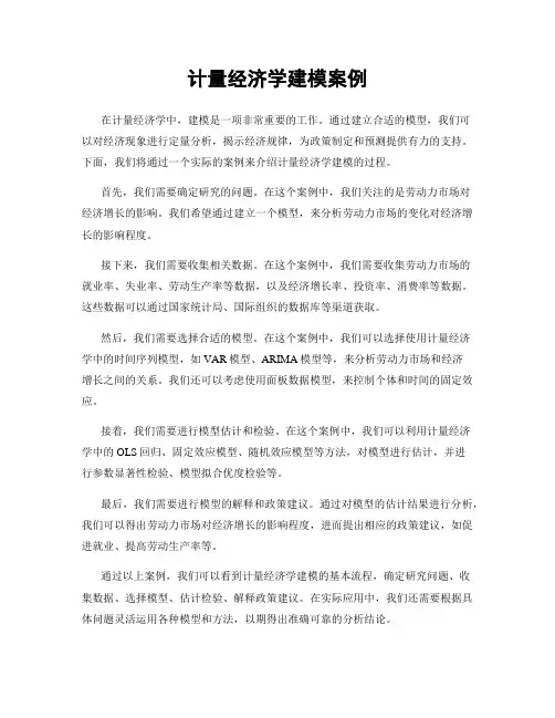 计量经济学建模案例