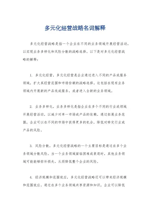 多元化经营战略名词解释