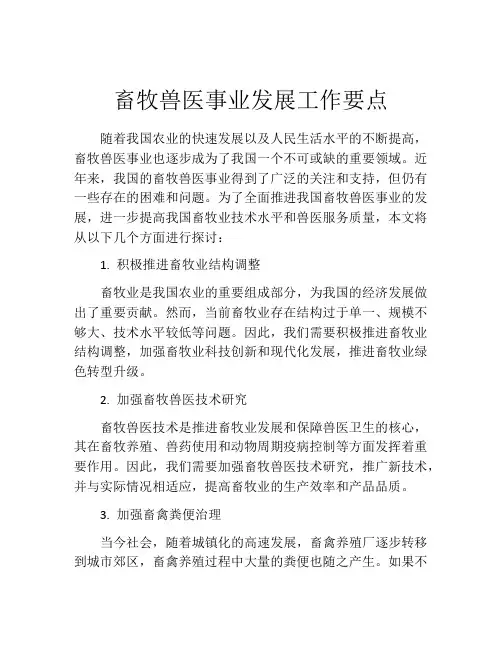畜牧兽医事业发展工作要点