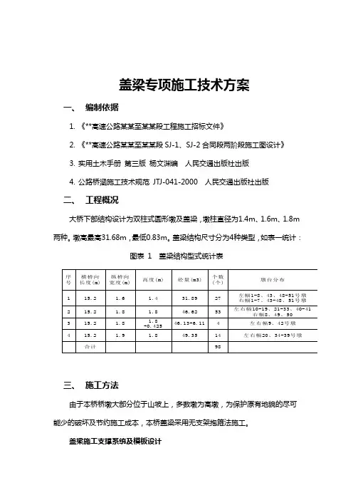 盖梁专项施工技术方案