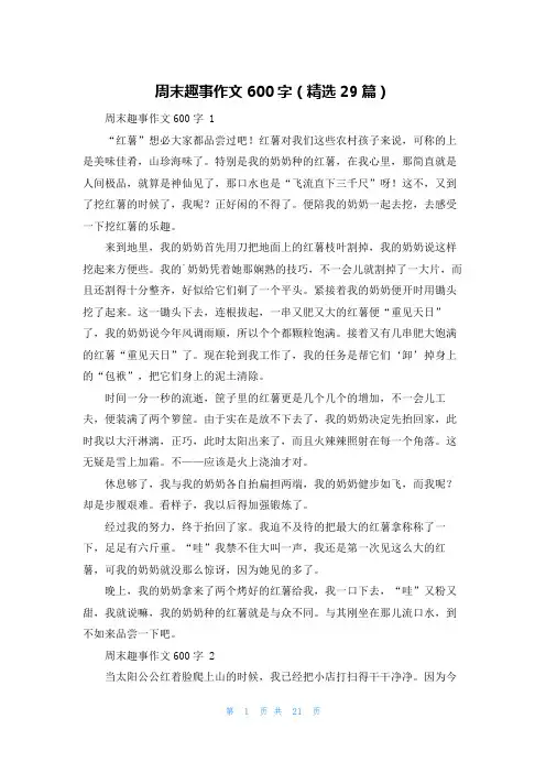 周末趣事作文600字(精选29篇)