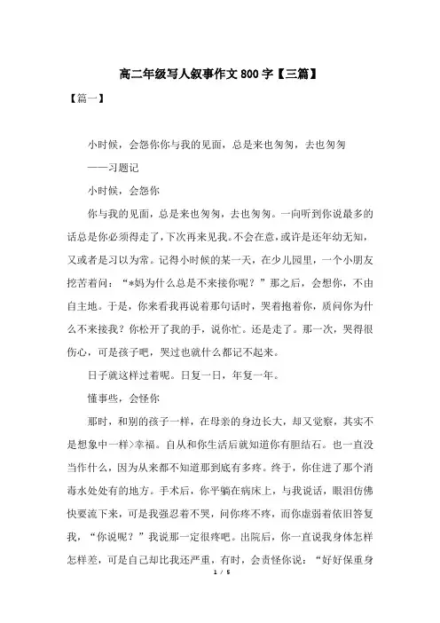 高二年级写人叙事作文800字【三篇】