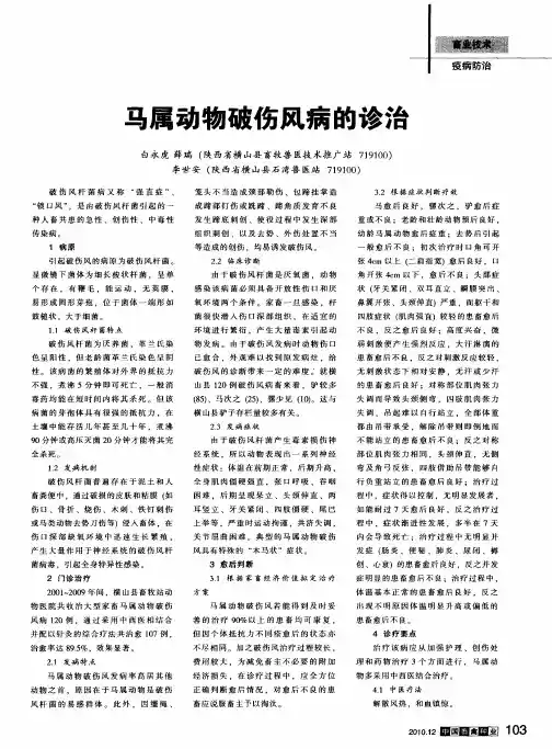 马属动物破伤风病的诊治