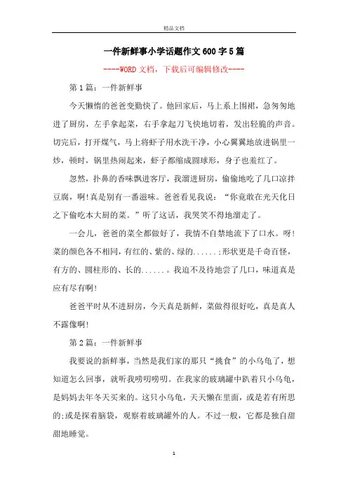 一件新鲜事小学话题作文600字5篇