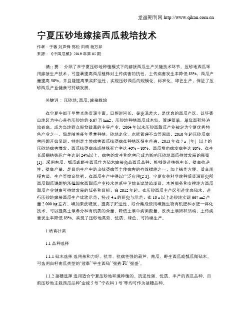 宁夏压砂地嫁接西瓜栽培技术