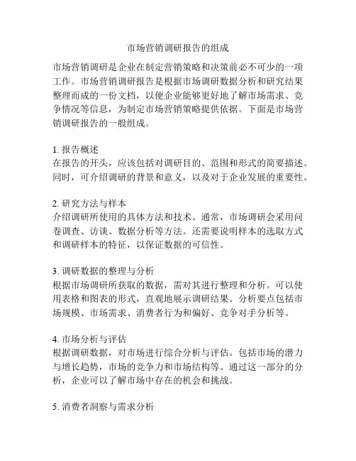 市场营销调研报告的组成