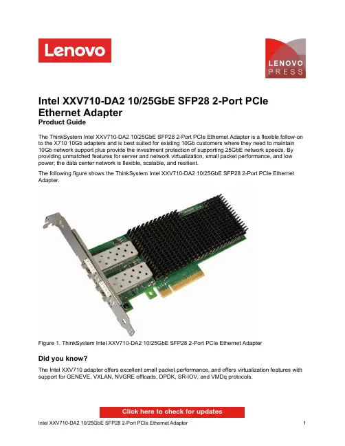ThinkSystem Intel XXV710-DA2 10 25GbE SFP28 2-Port