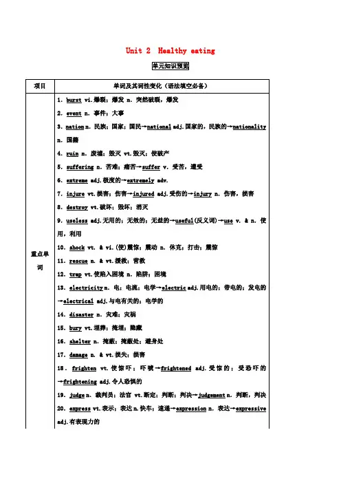 高考英语一轮复习Unit2Healthyeating(讲)(含解析)新人教版必修3