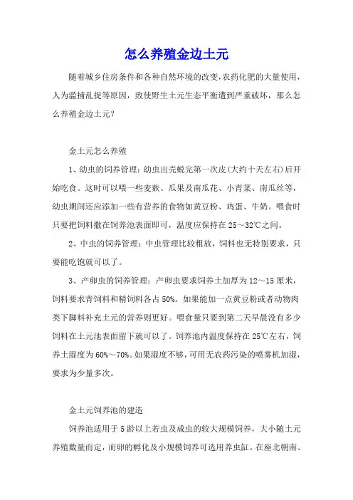 怎么养殖金边土元
