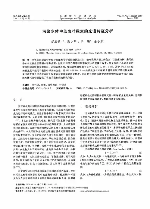 污染水体中蓝藻叶绿素的光谱特征分析