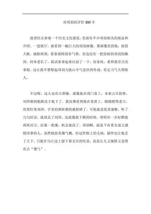 对项羽的评价300字