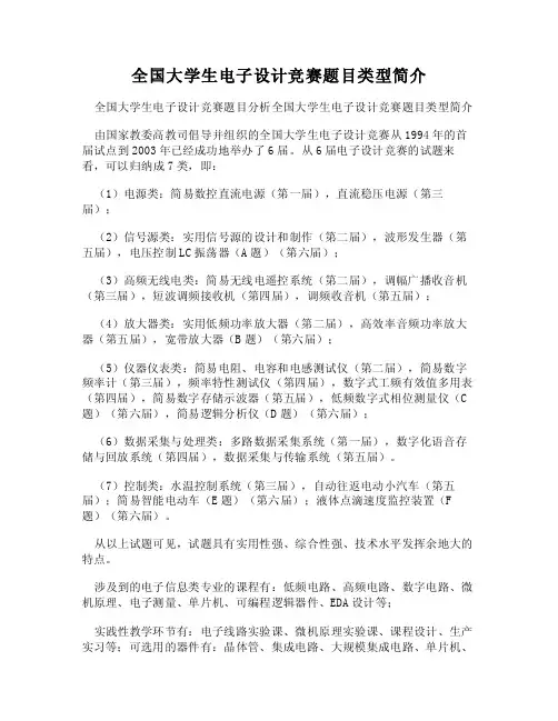 DOC-全国大学生电子设计竞赛题目类型简介
