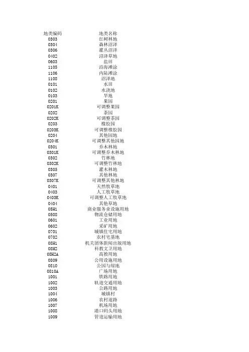 三调地类表
