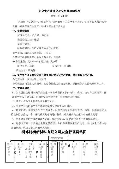 安全生产委员会及安全管理网络图