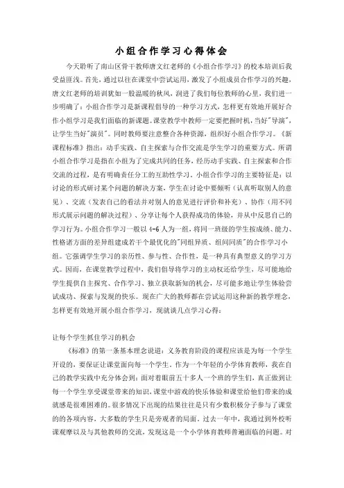 小组合作学习心得体会 2