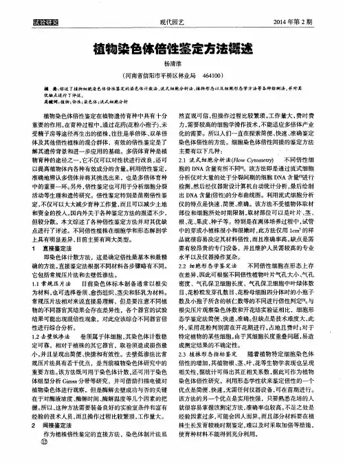 植物染色体倍性鉴定方法概述