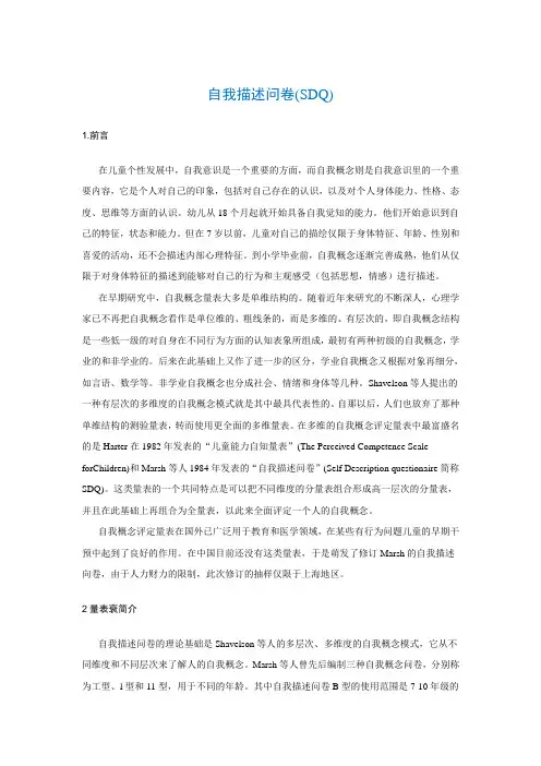 自我描述问卷(SDQ)Self Description questionaire