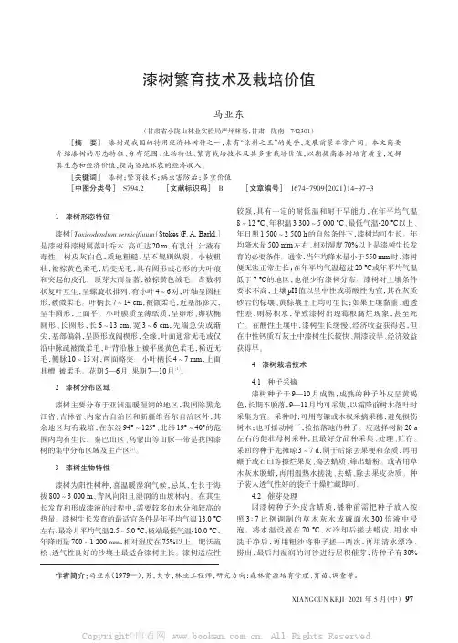 漆树繁育技术及栽培价值
