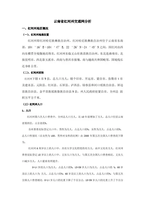 云南省红河州交通网分析
