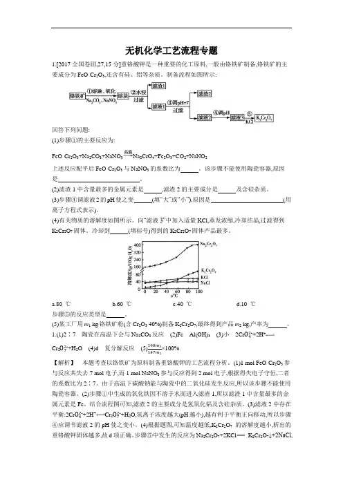 2018 高考工艺流程专题及详解
