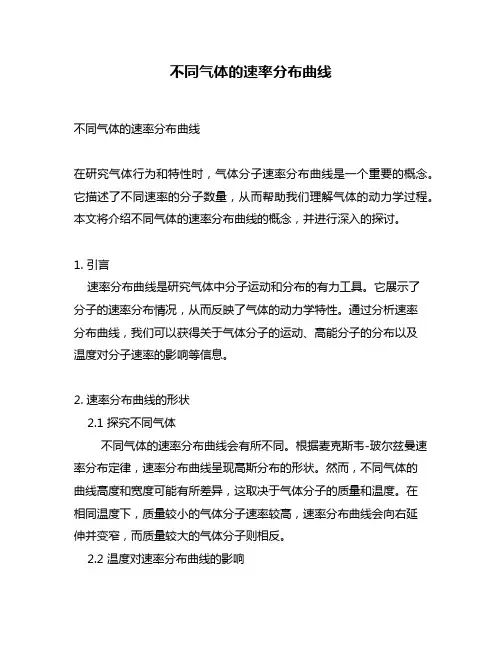 不同气体的速率分布曲线