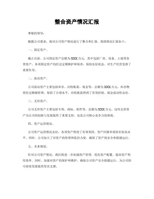 整合资产情况汇报